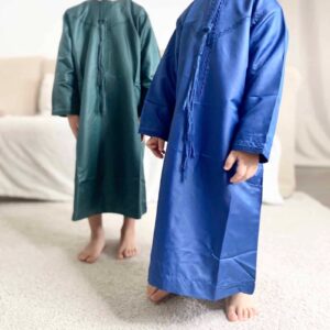 Ensemble Qamis bleu & turquoise